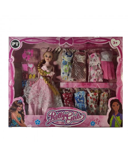 عروسک باربی Barbie مفصلی بزرگ با لباس و لوازم