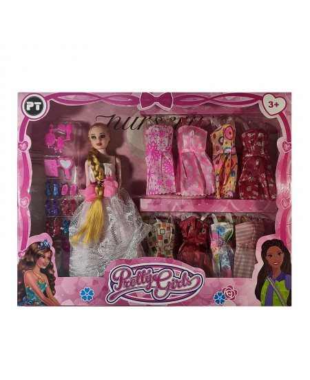 عروسک باربی Barbie مفصلی بزرگ با لباس و لوازم